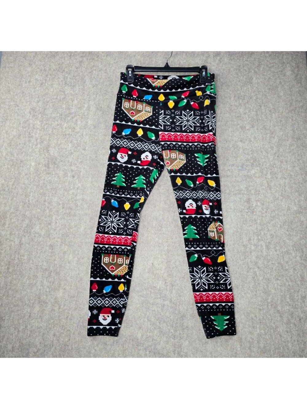No Boundaries Christmas Leggings Black Holiday Pattern Snowflake Santa Stretch